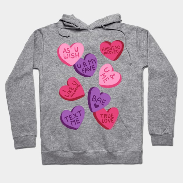 Love Conversation Hearts Hoodie by Steph Calvert Art